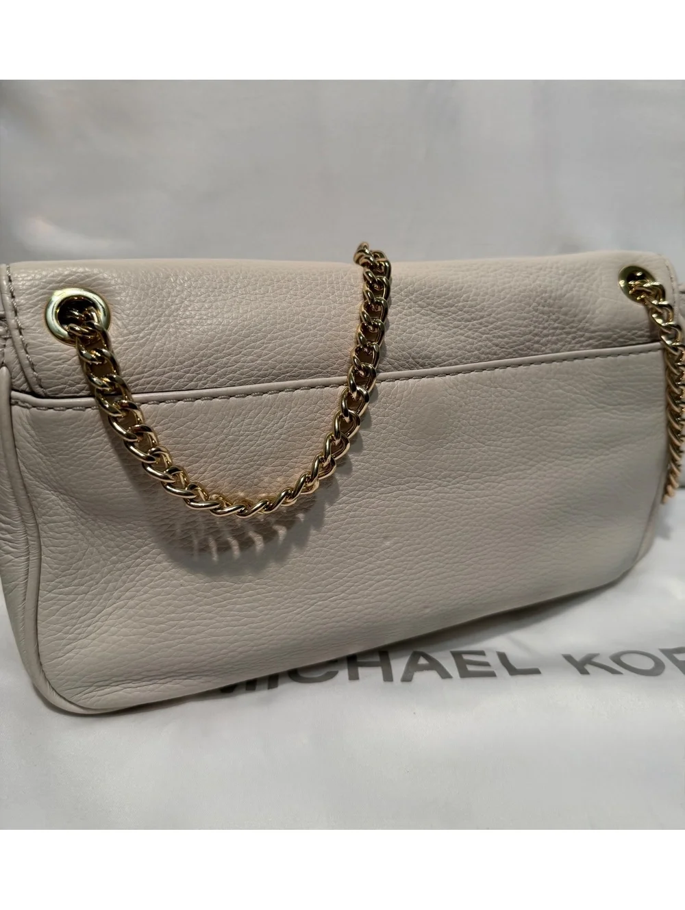 NWOT Michael Kors Fulton Small Flap Vanilla Cream Leather Chain Shoulder Bag